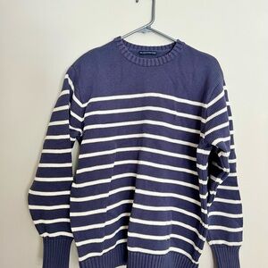 Brandy Melville Striped Navy and White Crewneck Sweater